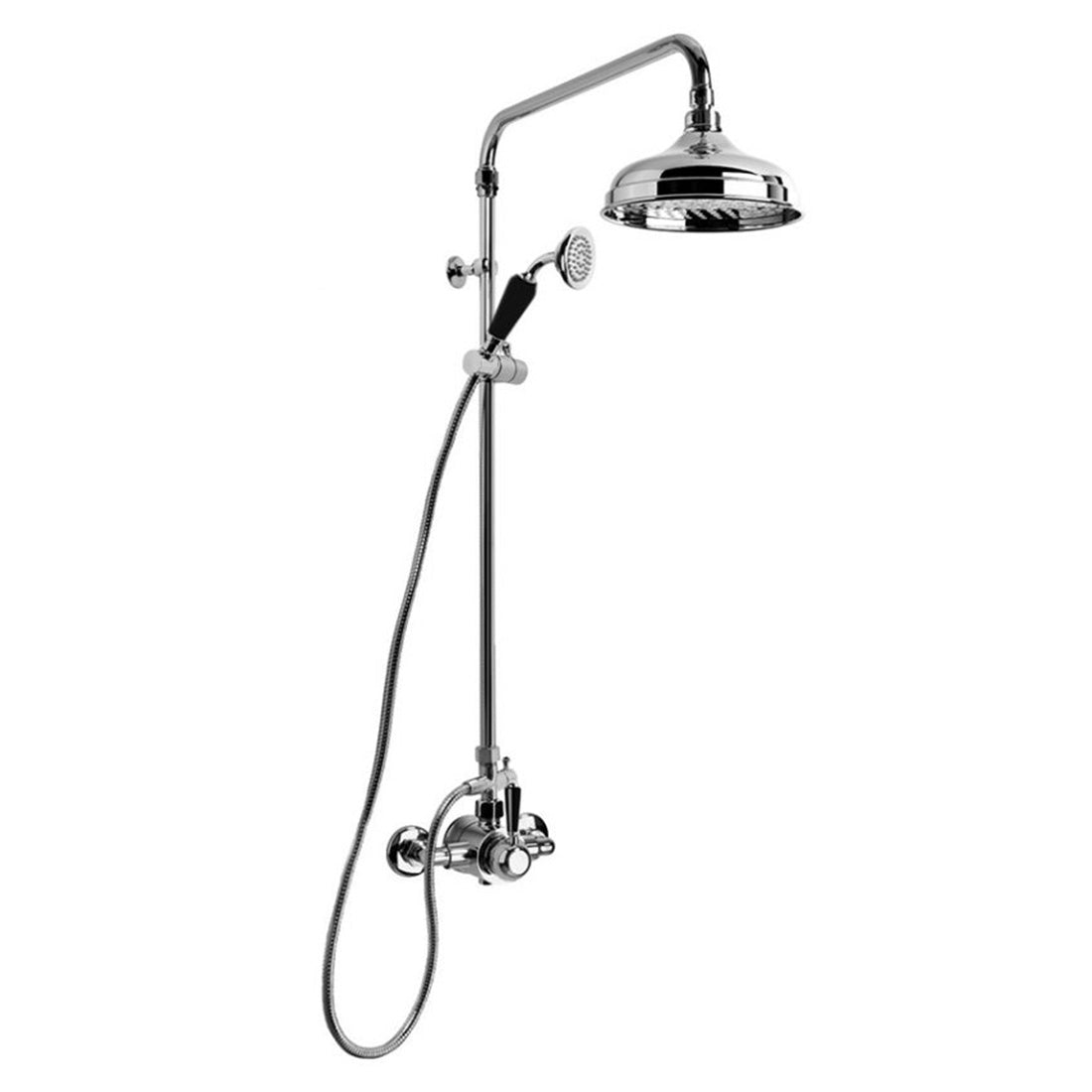 Brodware Neu England Shower Mixer Set With Black Porcelain Lever Durob