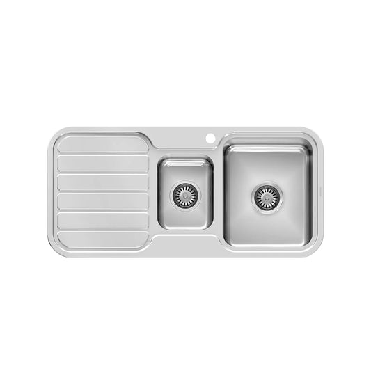 Phoenix 1000 Series 1 And 1 3 Right Hand Bowl Sink With Drainer And Taphole