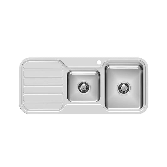 Phoenix 1000 Series 1 And 3 4 Right Hand Bowl Sink With Drainer And Taphole Stainless Steel