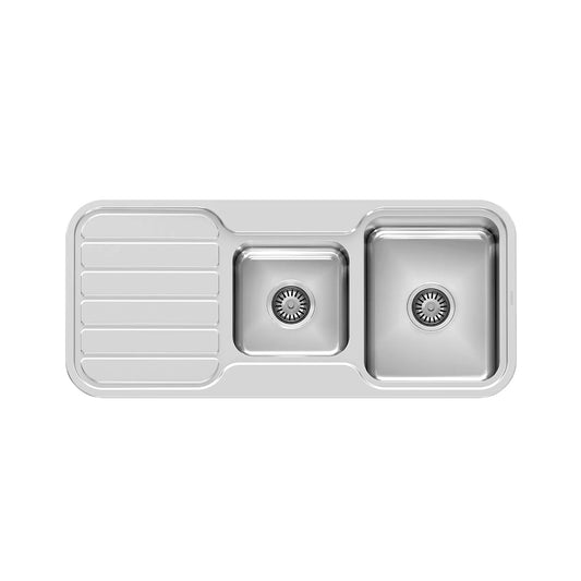 Phoenix 1000 Series 1 And 3 4 Bowl Sink With Drainer And No Taphole Stainless Steel