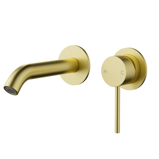 Cylindro Slimline SS Wall Basin Mixer Separate Trim Kit Brushed Gold