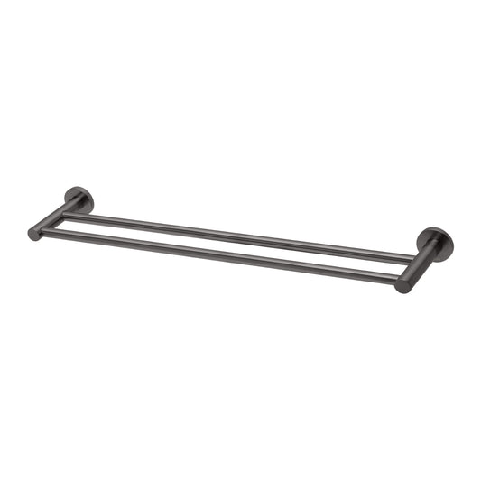 Phoenix Radii Double Towel Rail 600mm Round Plate Brushed Carbon
