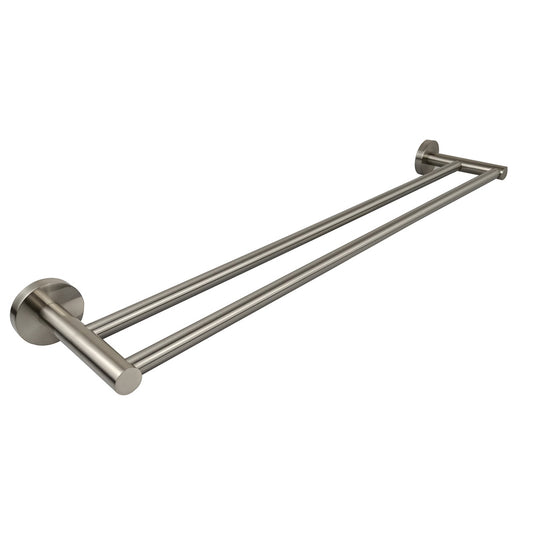 Cylindro Double Towel Rail 750mm Brushed Nickel