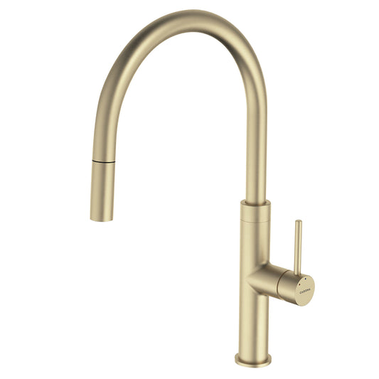 Caroma Liano Ii Pull Out Sink Mixer Brushed Brass