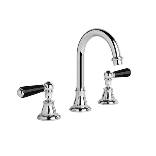 Brodware Neu England Basin Set With Black Porcelain Lever Chrome