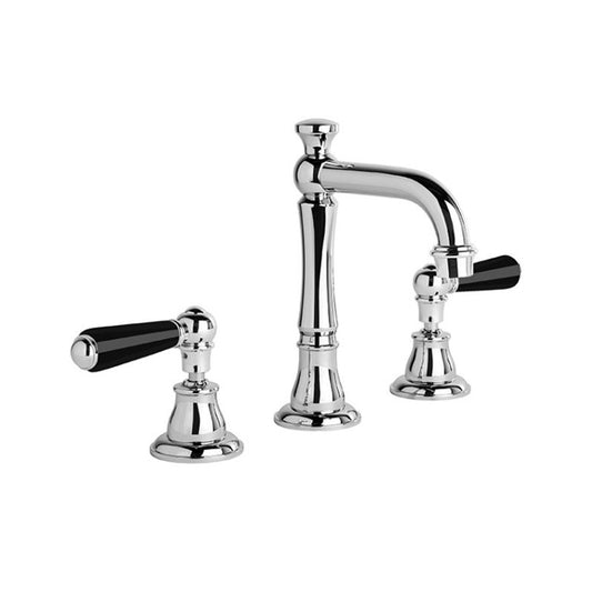 Brodware Neu England Basin Set With Black Porcelain Lever Durobrite Chrome