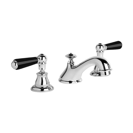 Brodware Neu England Basin Set With Black Porcelain Lever Durobrite Chrome 1