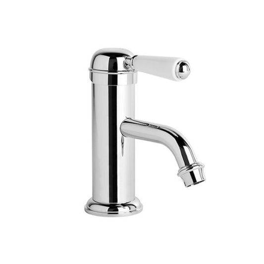 Brodware Neu England Basin Mixer With White Porcelain Lever Durobrite Chrome