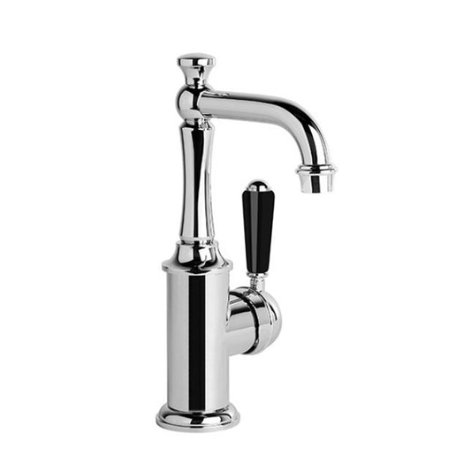 Brodware Neu England Basin Mixer With Black Porcelain Lever Durobrite Chrome 2
