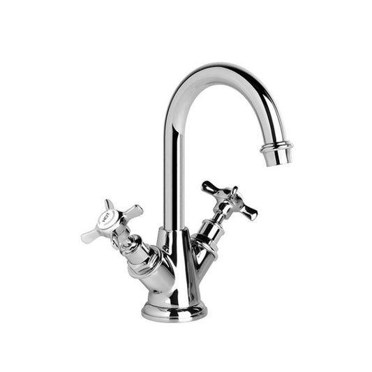 Brodware Neu England Basin Mixer With Cross Handle Ceramic Disc Durobrite Chrome