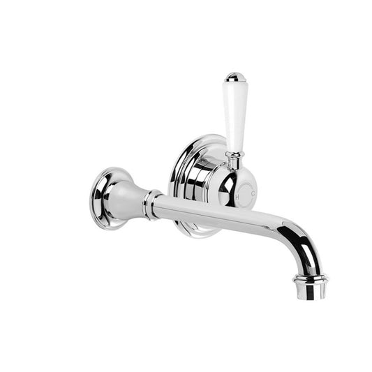 Brodware Neu England Wall Mixer Set With White Porcelain Lever Durobrite Chrome 1