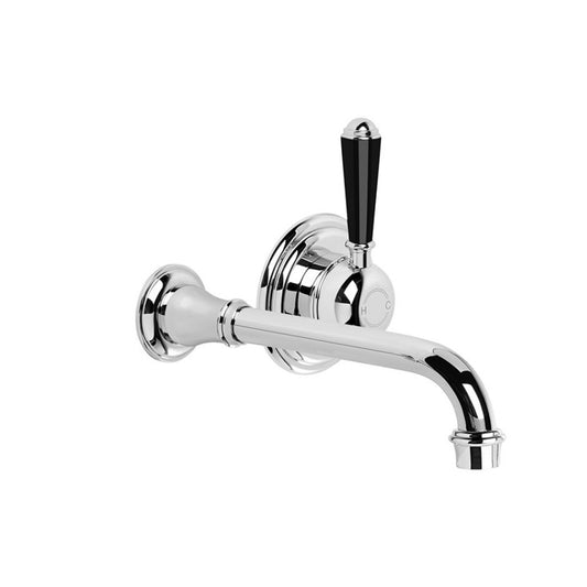 Brodware Neu England Wall Mixer Set With Black Porcelain Lever Durobrite Chrome 1