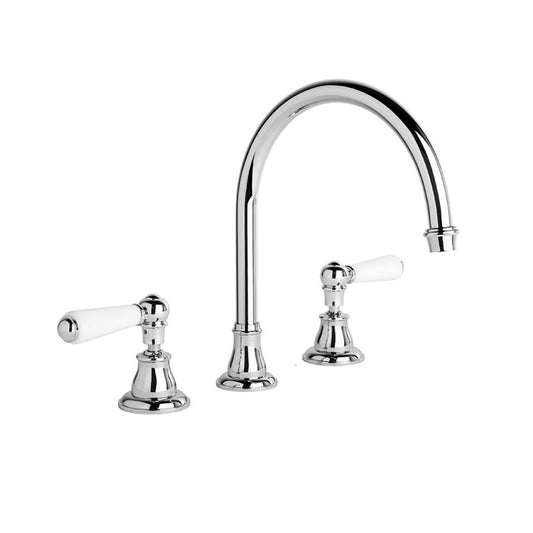 Brodware Neu England Bath Set With White Porcelain Lever Durobrite Chrome