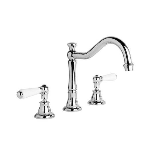 Brodware Neu England Kitchen Set With White Porcelain Lever Durobrite Chrome 1