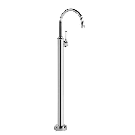 Brodware Neu England Bath Mixer With White Porcelain Lever Durobrite Chrome