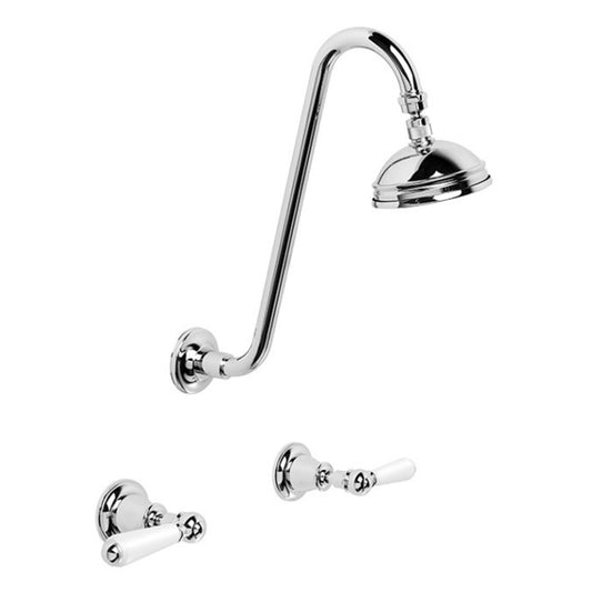 Brodware Neu England Shower Set With White Porcelain Lever Durobrite Chrome 1