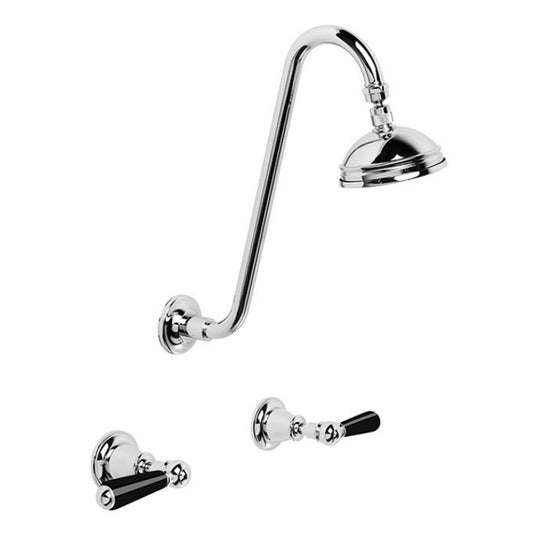Brodware Neu England Shower Set With Black Porcelain Lever Durobrite Chrome 1