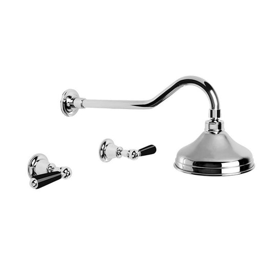 Brodware Neu England Shower Set With Black Porcelain Lever Durobrite Chrome 2