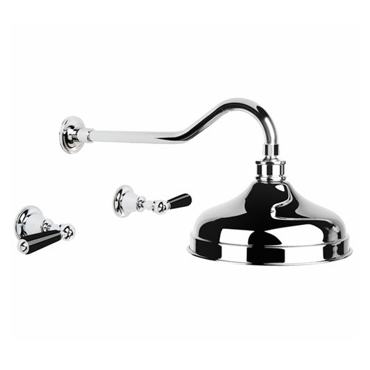 Brodware Neu England Shower Set With Black Porcelain Lever Durobrite Chrome 3