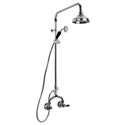 Brodware Neu England Shower Set With Black Porcelain Lever Durobrite Chrome 6