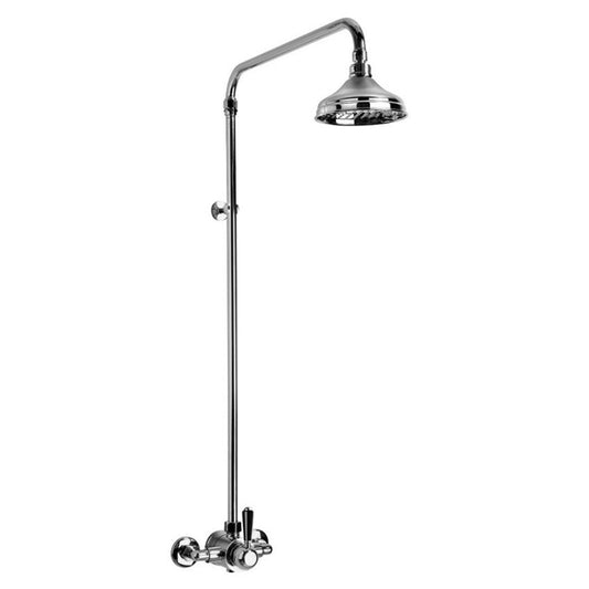 Brodware Neu England Shower Mixer Set With Black Porcelain Lever Durobrite Chrome