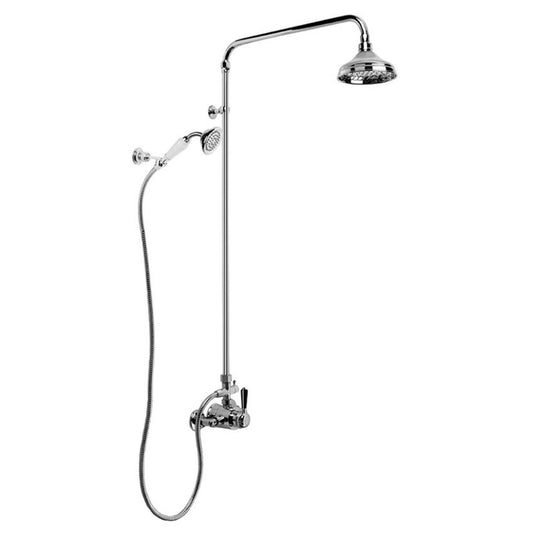 Brodware Neu England Shower Mixer Set With Black Porcelain Lever Durobrite Chrome 1