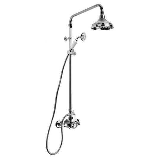 Brodware Neu England Shower Mixer Set With White Porcelain Lever Durobrite Chrome 2