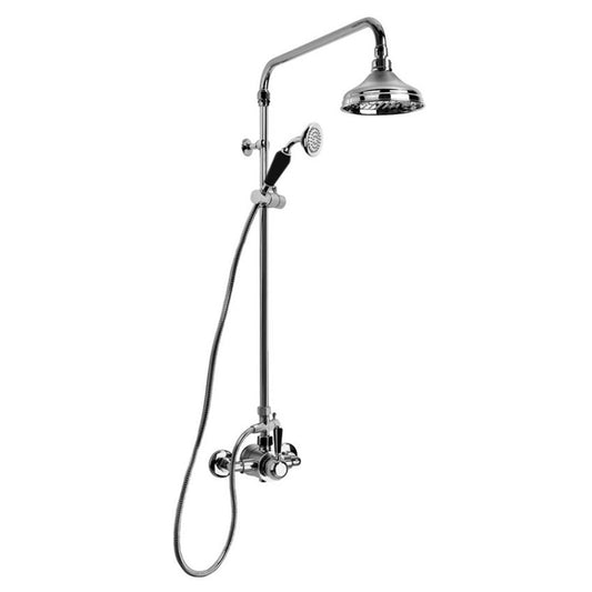 Brodware Neu England Shower Mixer Set With Black Porcelain Lever Durobrite Chrome 2