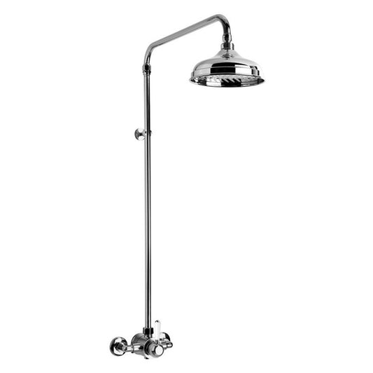 Brodware Neu England Shower Mixer Set With White Porcelain Lever Durobrite Chrome 3