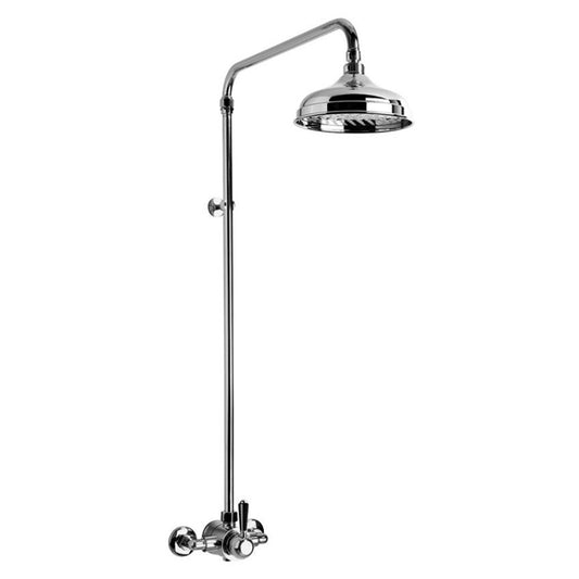 Brodware Neu England Shower Mixer Set With Black Porcelain Lever Durobrite Chrome 3