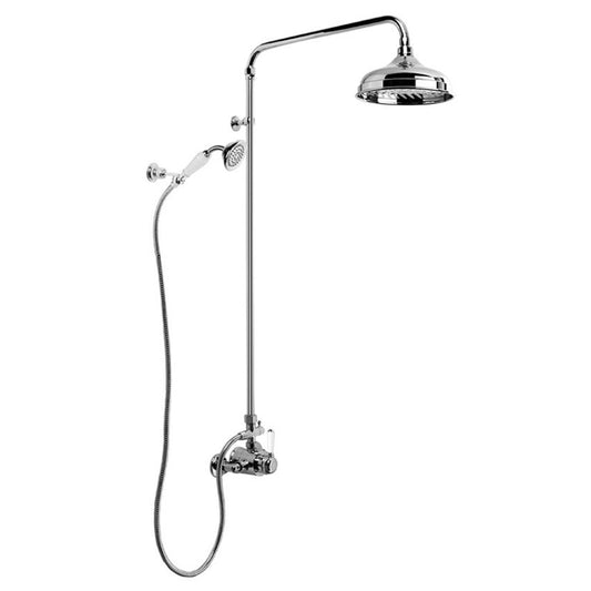 Brodware Neu England Shower Mixer Set With White Porcelain Lever Durobrite Chrome 4