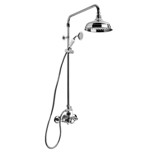 Brodware Neu England Shower Mixer Set With White Porcelain Lever Durobrite Chrome 5
