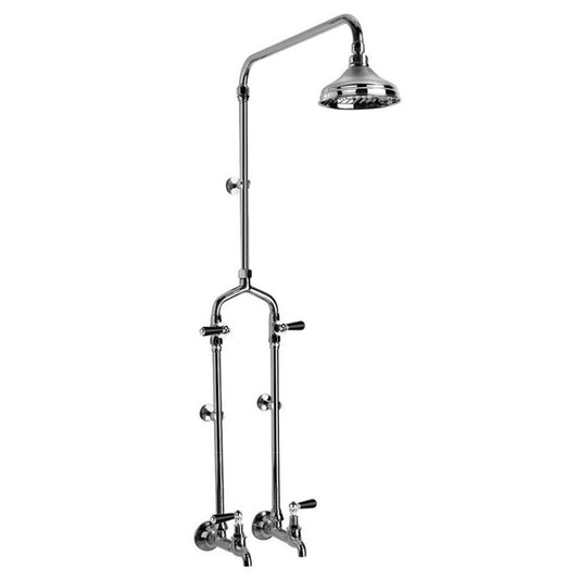 Brodware Neu England Bath Shower Set With Black Porcelain Lever Durobrite Chrome