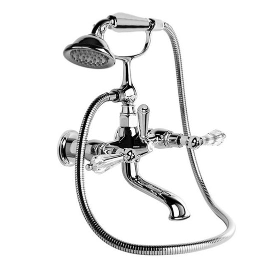 Brodware Neu England Bath Mixer With Hand Shower Kristall Levers Durobrite Chrome