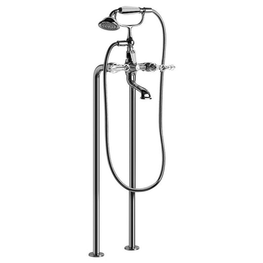 Brodware Neu England Bath Mixer With Hand Shower Kristall Lever Durobrite Chrome 1