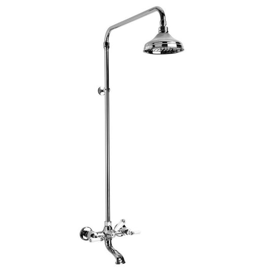 Brodware Neu England Bath Shower Set With White Porcelain Lever Durobrite Chrome 2