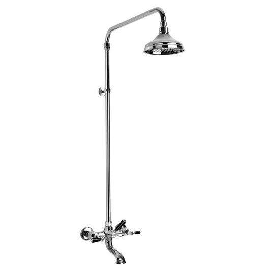 Brodware Neu England Bath Shower Set With Black Porcelain Lever Durobrite Chrome 2