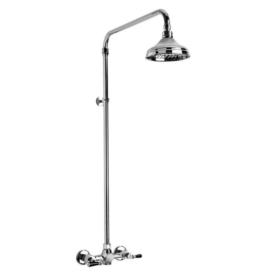 Brodware Neu England Shower Set With Black Porcelain Lever Durobrite Chrome 7