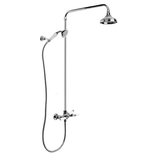 Brodware Neu England Shower Set With White Porcelain Lever Durobrite Chrome 8
