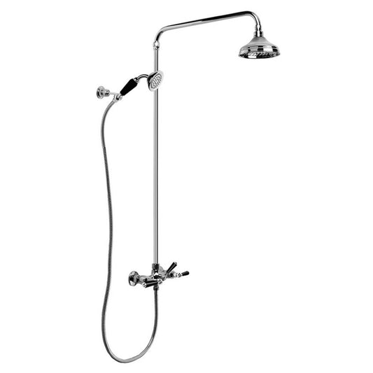 Brodware Neu England Shower Set With Black Porcelain Lever Durobrite Chrome 8