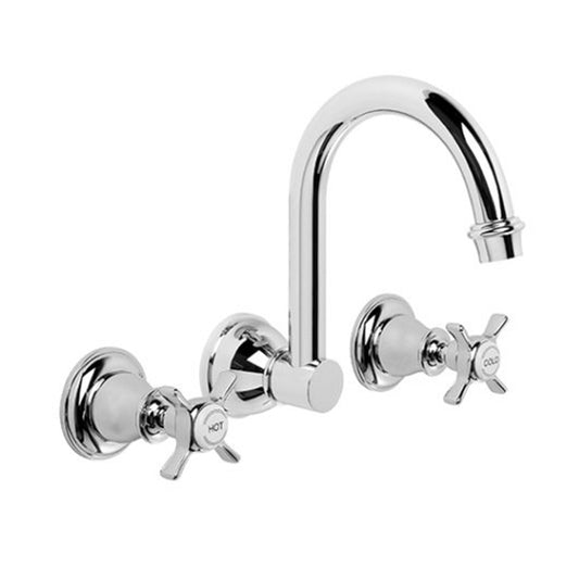 Brodware Neu England Wall Set With Cross Handle Ceramic Disc Durobrite Chrome 1