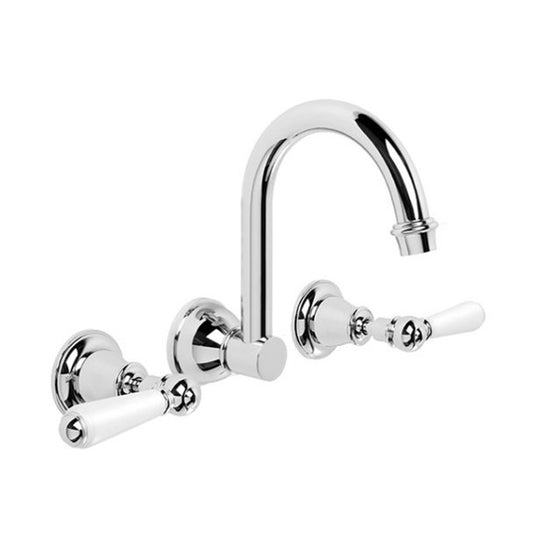 Brodware Neu England Wall Set With White Porcelain Lever Durobrite Chrome 1