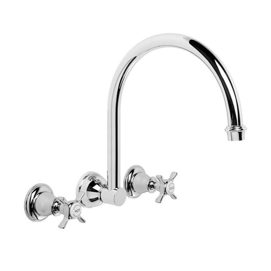 Brodware Neu England Wall Set With Cross Handle Ceramic Disc Durobrite Chrome 2