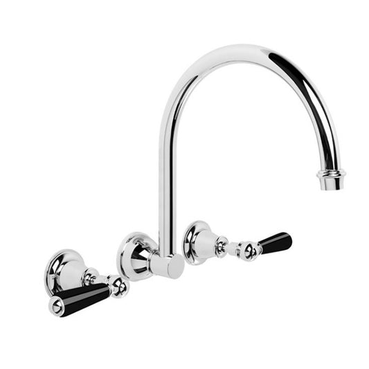 Brodware Neu England Wall Set With Black Porcelain Lever Durobrite Chrome 2