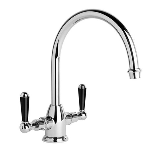 Brodware Neu England Kitchen Mixer With Black Porcelain Levers Durobrite Chrome