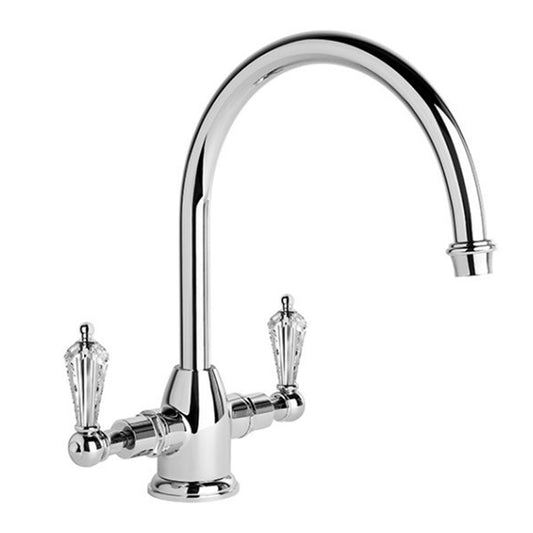 Brodware Neu England Kitchen Mixer With Kristall Levers Durobrite Chrome