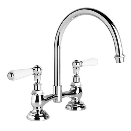 Brodware Neu England Kitchen Set With White Porcelain Lever Durobrite Chrome 2