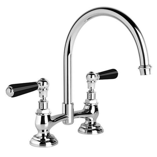 Brodware Neu England Kitchen Set With Black Porcelain Lever Durobrite Chrome 2