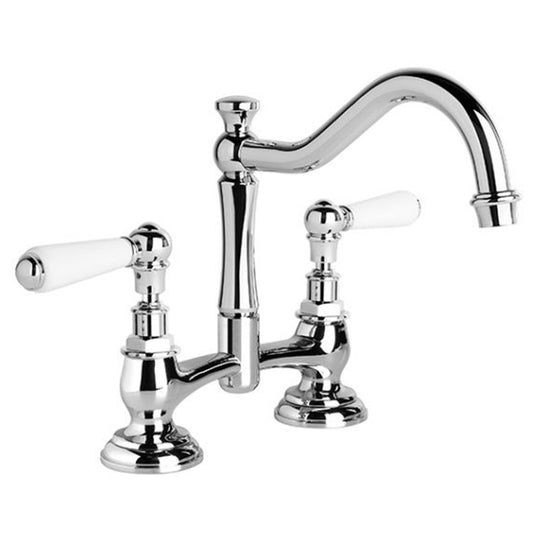 Brodware Neu England Kitchen Set With White Porcelain Levers Durobrite Chrome