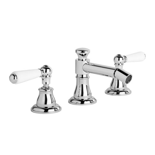 Brodware Neu England Bidet Set With White Porcelain Levers Durobrite Chrome